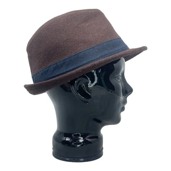 Mega Cap Short Brim Fedora Hat 60% wool 40% Rayon Size M Brown - Picture 3 of 9